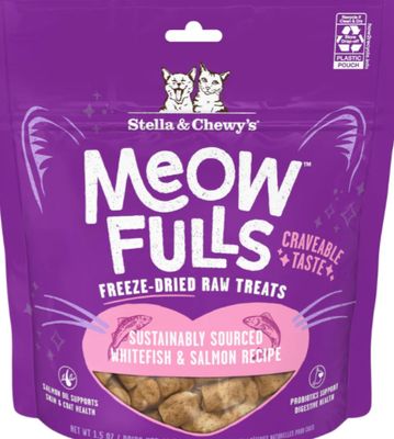 STELLA &amp; CHEWYS FREEZE-DRIED MEOW FULLS WHITEFISH &amp; SALMON CAT TREAT 1.5OZ