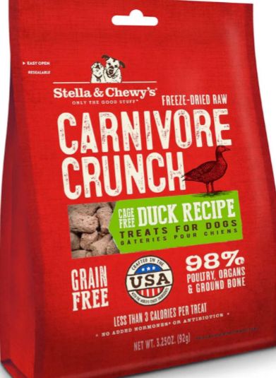 STELLA &amp; CHEWYS CARNIVORE CRUNCH DUCK DOG TREAT 3.25OZ