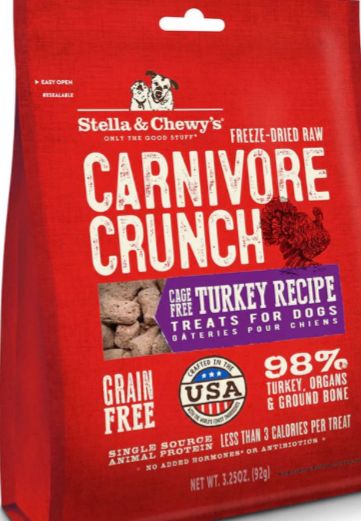 STELLA &amp; CHEWYS CARNIVORE CRUNCH TURKEY DOG TREAT 3.25OZ