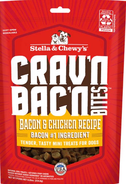 STELLA &amp; CHEWYS CRAVIN BACON BITES CHICKEN DOG TREAT 8.25OZ