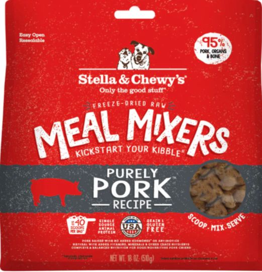 STELLA &amp; CHEWYS FREEZE DRIED MEAL MIXER PORK DOG FOOD 18OZ