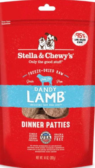 STELLA &amp; CHEWYS FREEZE- DRIED DINNER PATTIES LAMB DOG FOOD 14OZ