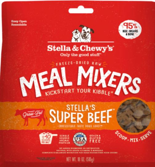 STELLA &amp; CHEWYS FREEZE-DRIED BEEF MIXERS DOG FOOD 18OZ