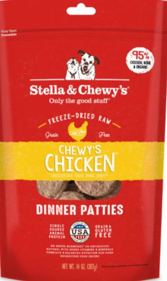 STELLA &amp; CHEWYS FREEZE-DRIED DINNER PATTIES CHICKEN DOG FOOD 14OZ