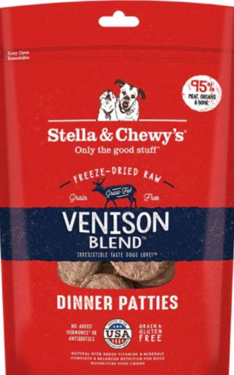 STELLA &amp; CHEWYS FREEZE-DRIED DINNER PATTIE VENISON DOG FOOD 25OZ