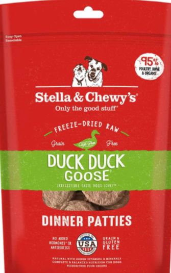 STELLA &amp; CHEWYS FREEZE-DRIED DINNER PATTIES DUCK DOG FOOD 5.5OZ