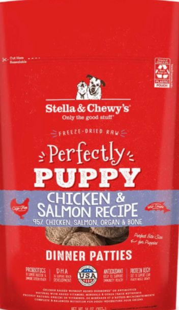 STELLA &amp; CHEWYS FREEZE-DRIED DINNER PATTIES PUPPY CHICKEN &amp; SALMON DOG FOOD 14OZ