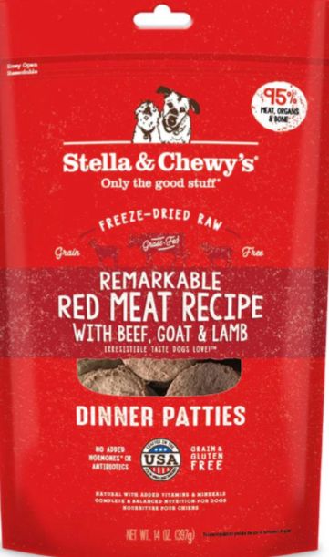 STELLA &amp; CHEWYS FREEZE-DRIED DINNER PATTIES RED MEAT DOG FOOD 14OZ