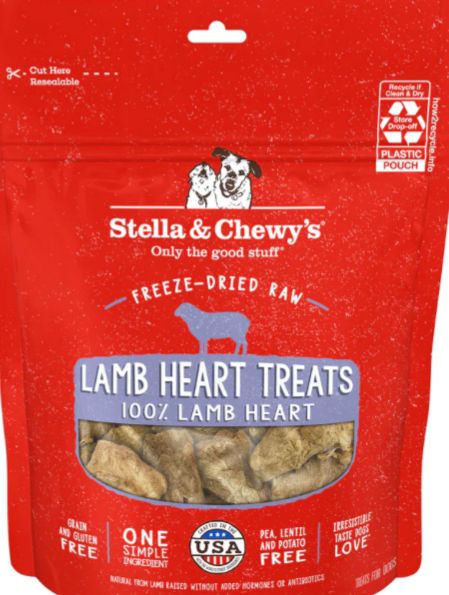 STELLA &amp; CHEWYS FREEZE-DRIED LAMB HEART DOG TREAT 3OZ