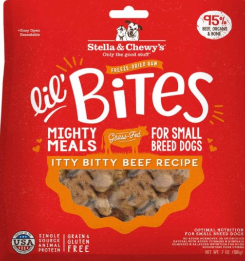 STELLA &amp; CHEWYS FREEZE-DRIED LIL BITES BEEF DOG FOOD 7OZ