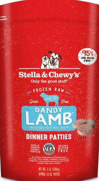 STELLA &amp; CHEWYS FROZEN DINNER PATTIES LAMB DOG FOOD 12LB
