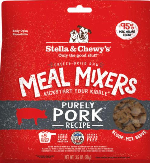 STELLA &amp; CHEWYS FREEZE-DRIED MEAL MIXER PORK DOG FOOD 3.5OZ
