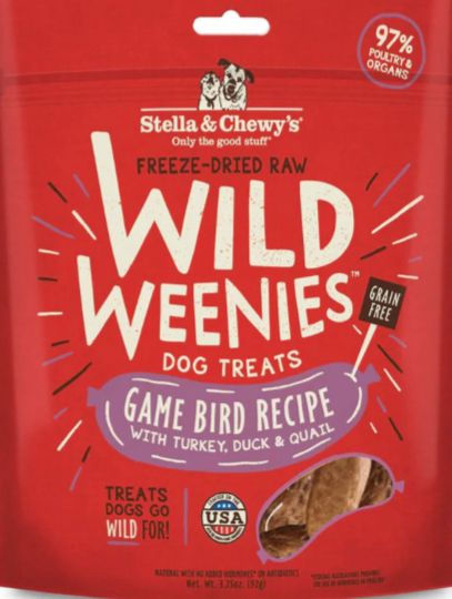 STELLA &amp; CHEWYS FREEZE-DRIED WILD WEENIES GAME BIRD DOG TREAT 3.25OZ