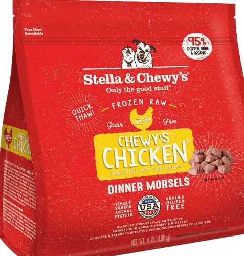 STELLA &amp; CHEWYS FROZEN DINNER MORSELS CHICKEN DOG FOOD 4LB