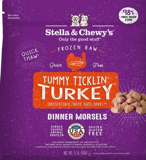 STELLA &amp; CHEWYS FROZEN DINNER MORSELS TURKEY CAT FOOD 3LB