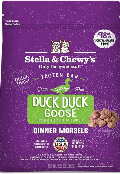 STELLA &amp; CHEWYS FROZEN DINNER MORSELS DUCK CAT FOOD 1.25LB