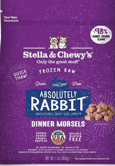 STELLA &amp; CHEWYS FROZEN DINNER MORSELS RABBIT CAT FOOD 1LB