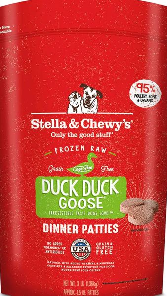 *STELLA &amp; CHEWYS FROZEN DINNER PATTIES DUCK DOG FOOD 6LB