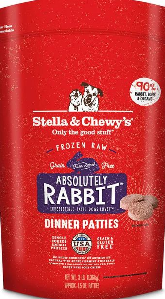 STELLA &amp; CHEWYS FROZEN DINNER PATTIES RABBIT DOG FOOD 6LB