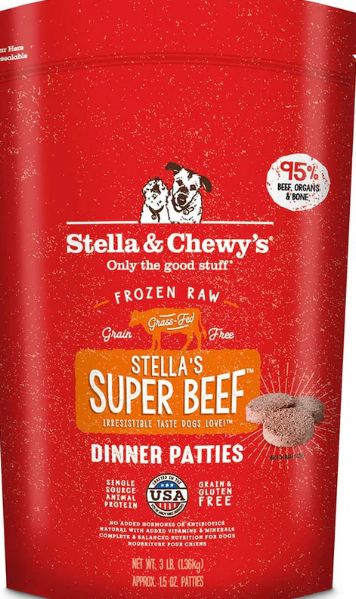 STELLA &amp; CHEWYS FROZEN DINNER PATTIES BEEF DOG FOOD 3LB