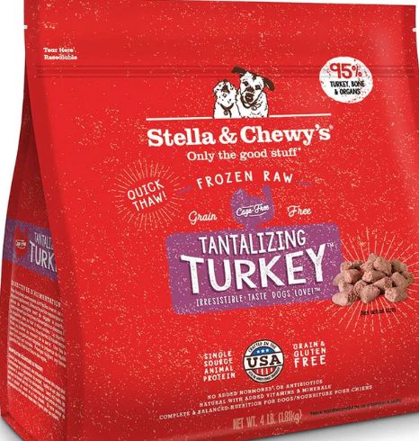 STELLA &amp; CHEWYS FROZEN DINNER MORSELS TURKEY DOG FOOD 4LB
