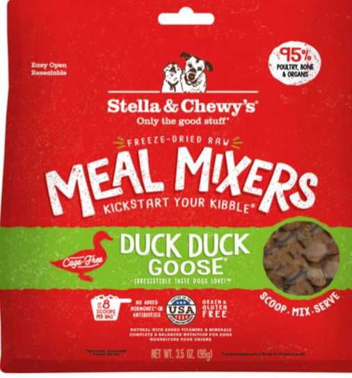 STELLA &amp; CHEWYS FREEZE-DRIED MEAL MIXERS DUCK GOOSE DOG FOOD 3.5OZ