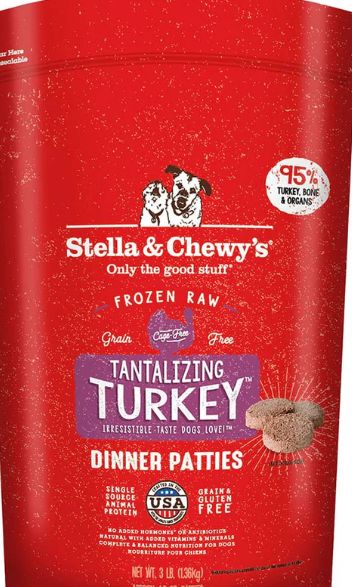 *STELLA &amp; CHEWYS FROZEN DINNER PATTIES TURKEY DOG FOOD 6LB
