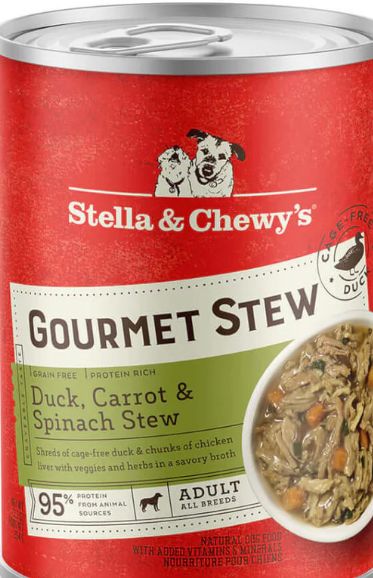 STELLA &amp; CHEWYS GOURMET STEW DUCK, CARROT &amp; SPINACH DOG FOOD 12.5OZ/CASE