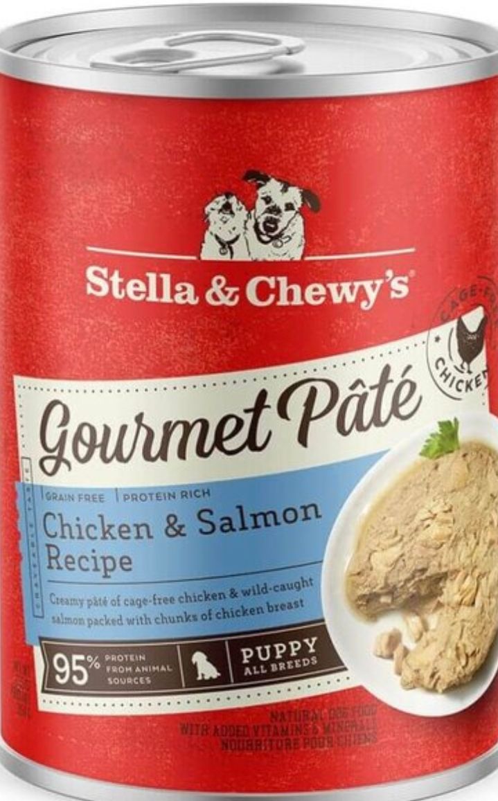 STELLA &amp; CHEWYS GOURMET PUPPY CHICKEN &amp; SALMON PATE DOG FOOD 12.5OZ/CASE