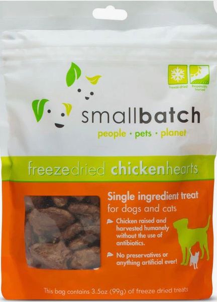 SMALLBATCH FREEZE-DRIED CHICKEN HEART CAT/DOG TREAT 3.5OZ
