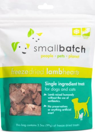 SMALLBATCH FREEZE-DRIED LAMB HEART CAT/DOG TREAT 3.5OZ