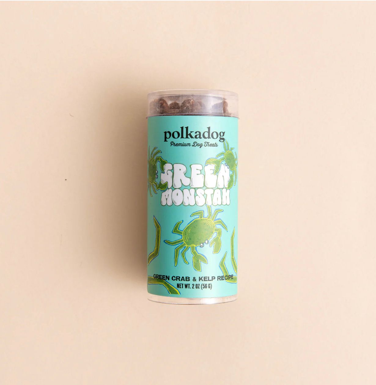 *POLKADOG GREEN MONSTAH BITS DOG TREAT 2OZ TUBE