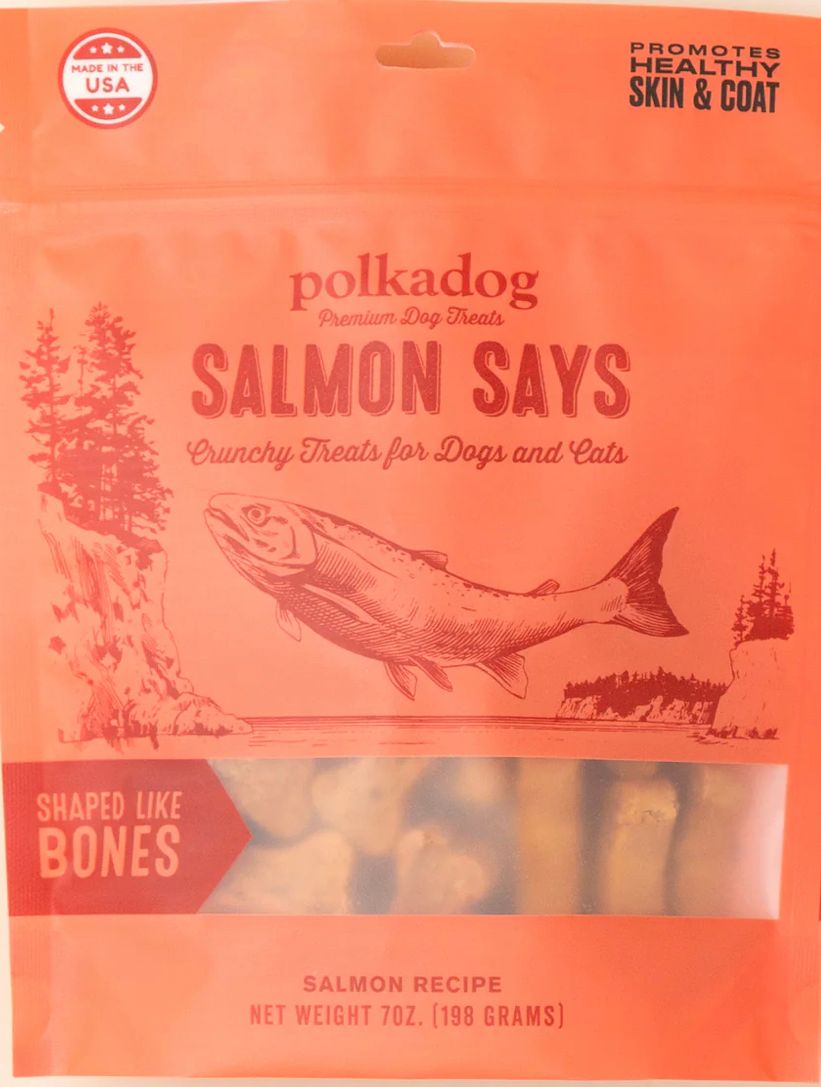 POLKADOG SALMON SAYS BONES DOG TREAT 7OZ