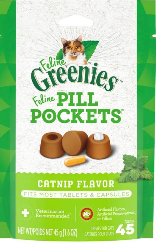 GREENIES PILL POCKET CATNIP FOR CATS 1.6OZ