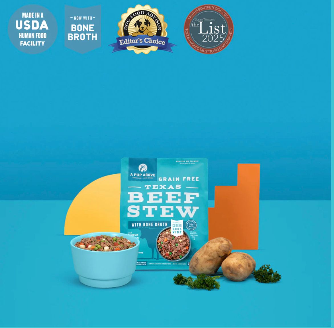 A PUP ABOVE FROZEN GRAIN FREE GENTLY COOKED TEXAS BEEF STEW DOG FOOD 1LB