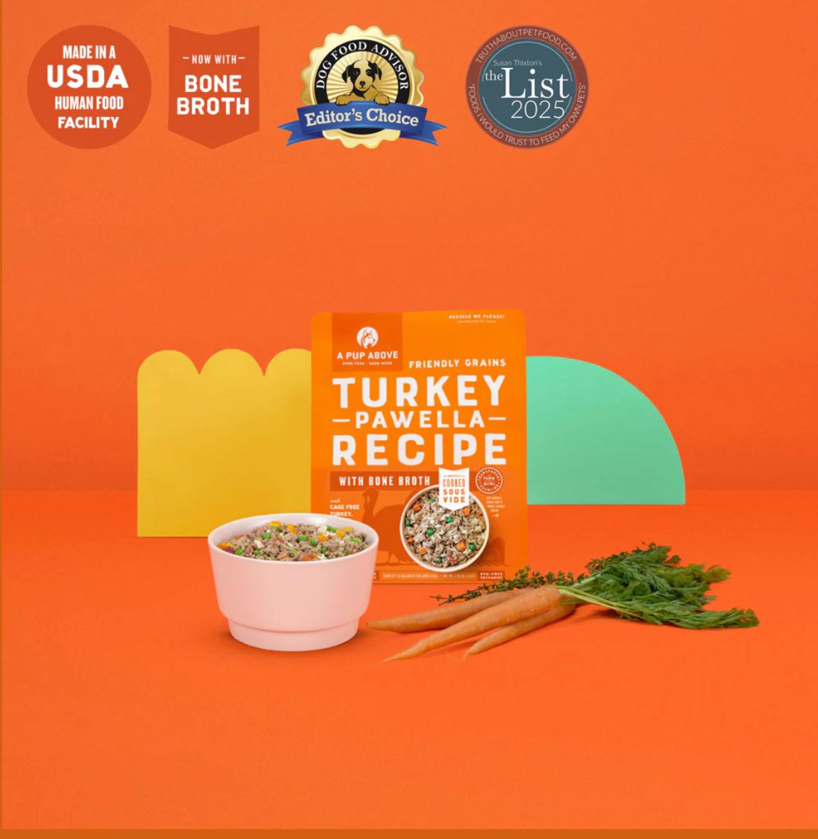 A PUP ABOVE FROZEN GENTLY COOKED TURKEY PAWELLA DOG FOOD 1LB
