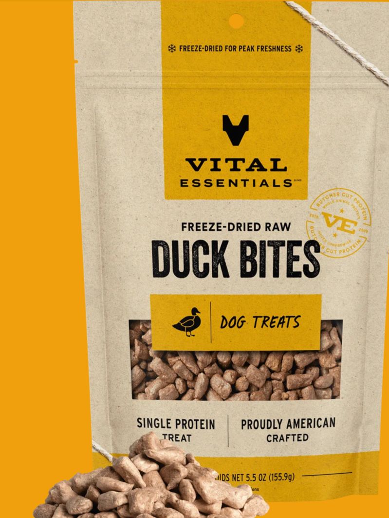 VITAL ESSENTIALS FREEZE-DRIED BITES DUCK DOG TREAT 5.5OZ