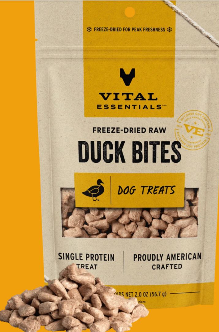 *VITAL ESSENTIALS FREEZE-DRIED BITES DUCK DOG TREAT 2OZ