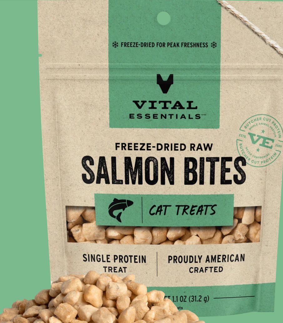 VITAL ESSENTIALS FREEZE-DRIED BITES SALMON CAT TREAT 1.1OZ