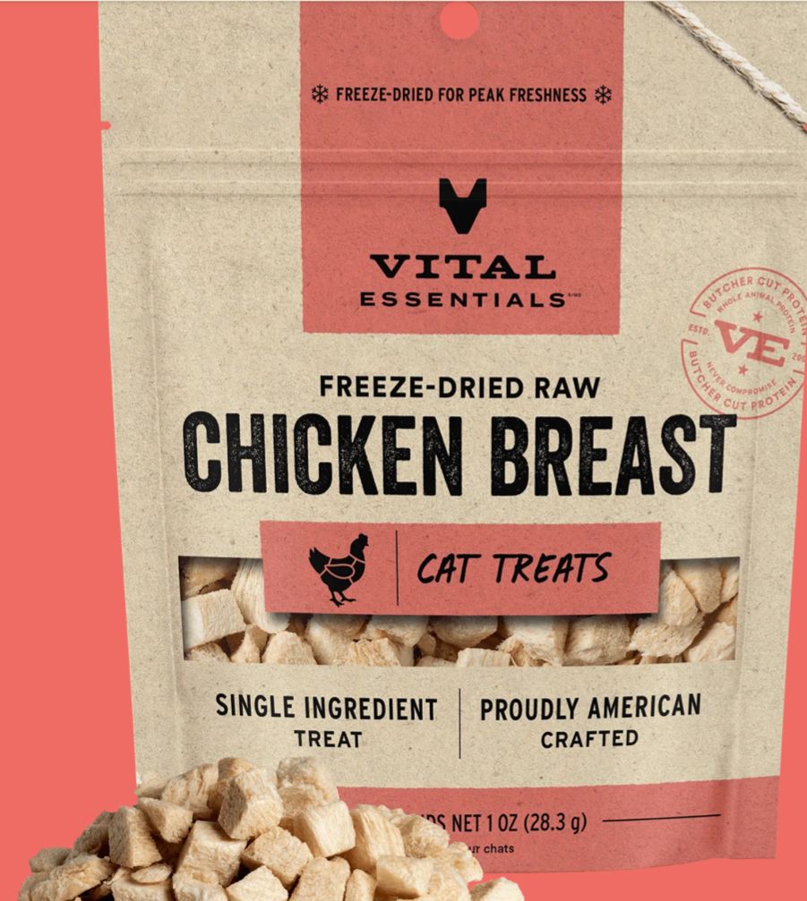 VITAL ESSENTIALS FREEZE-DRIED CHICKEN BREAST CAT TREAT 1OZ