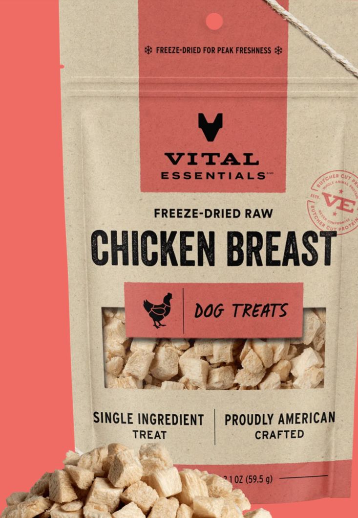 VITAL ESSENTIALS FREEZE-DRIED CHICKEN BREAST DOG TREAT 2.1OZ