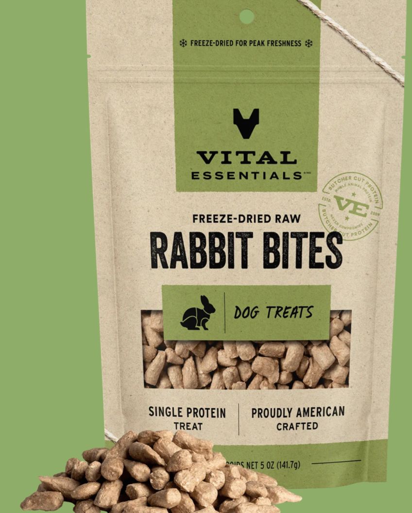 VITAL ESSENTIALS FREEZE-DRIED DOG TREAT BITES RABBIT 5OZ