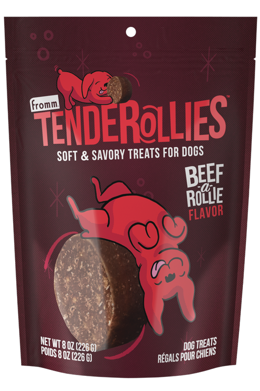 *FROMM TENDEROLLIES SOFT &amp; SAVORY TREATS FOR DOGS BEEF-A-ROLLIE FLAVOR 8OZ
