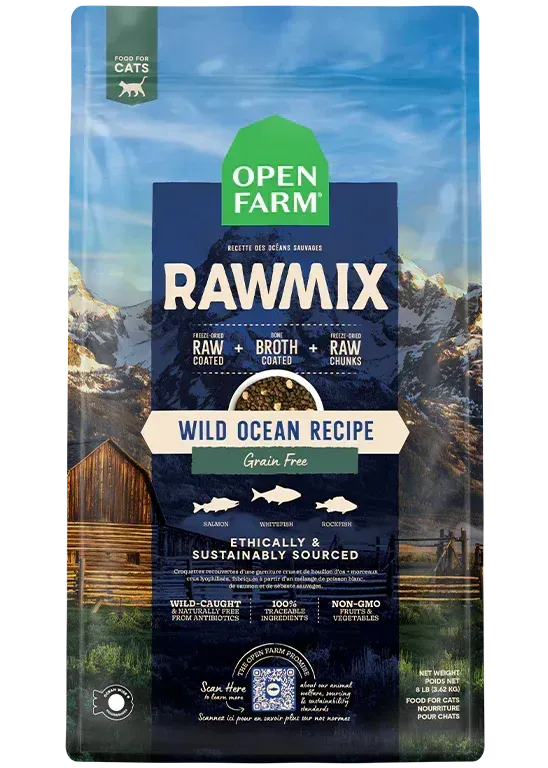 *OPEN FARM WILD OCEAN GRAIN-FREE RAWMIX FOR CATS 8LBS