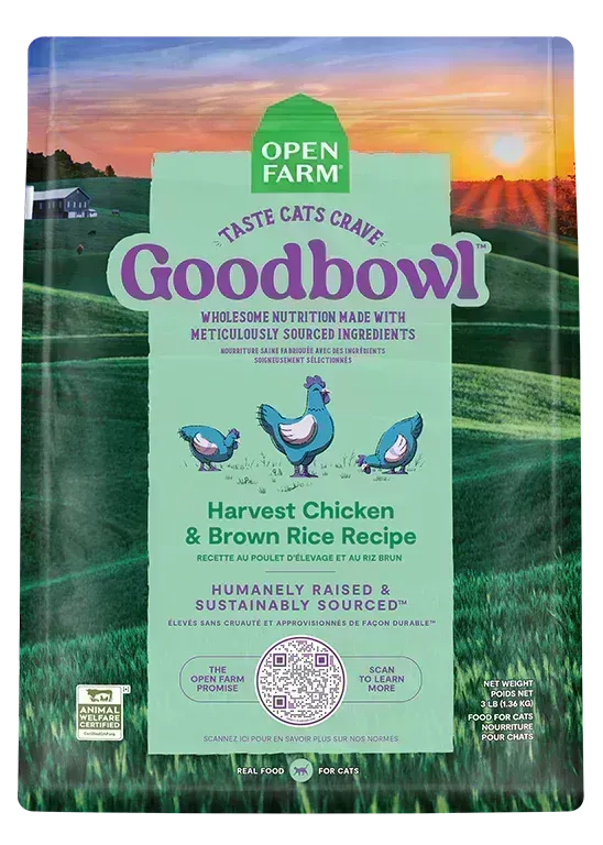 *OPEN FARM GOODBOWL HARVEST CHICKEN &amp; BROWN RICE RECIPE FOR CATS  3LBS