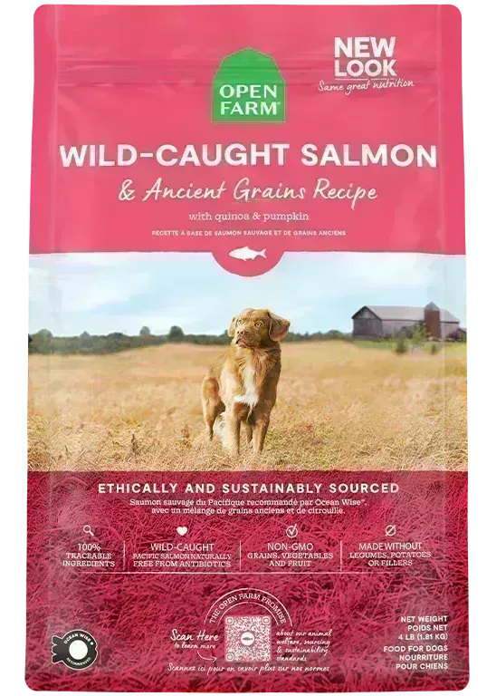 *OPEN FARM WILD-CAUGHT SALMON &amp; ANCIENT GRAINS DRY DOG FOOD 11LBS