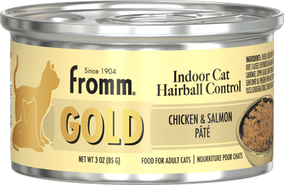 *FROMM GOLD INDOOR CHICKEN AND SALMON PATE CAT FOOD 5.5OZ