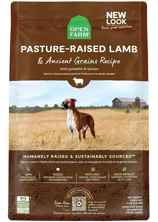 OPEN FARM PASTURE RAISED LAMB &amp; ANCIENT GRAINS DRY DOG FOOD 11LBS