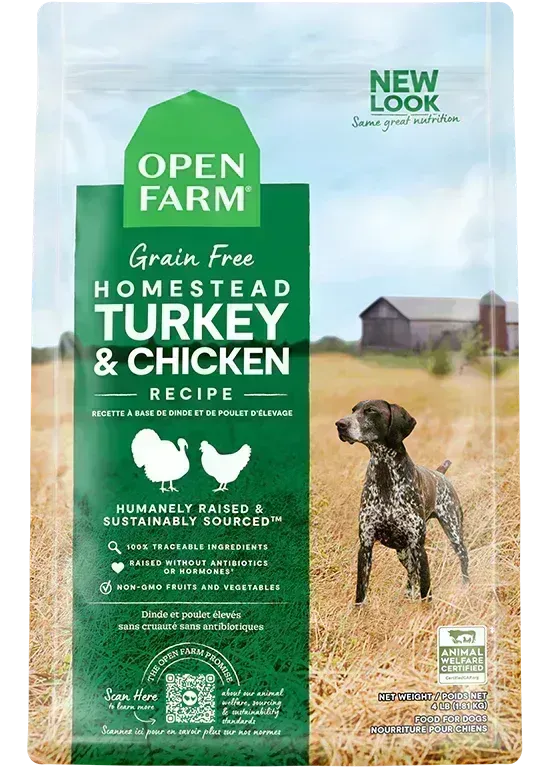 *OPEN FARM HOMESTEAD TURKEY &amp; CHICKEN GRAIN-FREE DRY DOG FOOD 22LBS