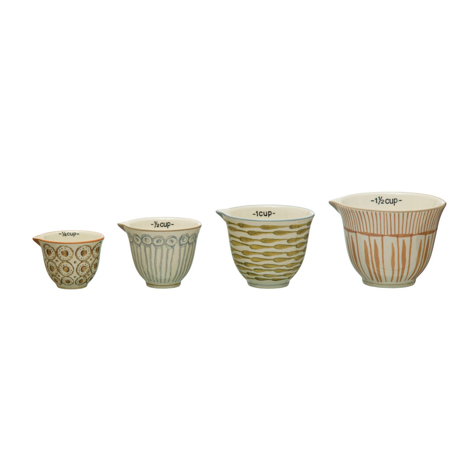 2024 DF7209 STONEWARE MEASURING CUPS W/ PATTERNS